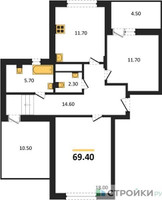 Планировка двухкомнатной(квартира) площадью 69.4 квадратных метров в “ЖК ВОСТОК II”
