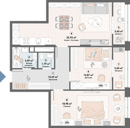 Планировка двухкомнатной(квартира) площадью 80.9 квадратных метров в ЖК “ЖК Триумф (Пушкино)”