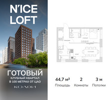 Планировка двухкомнатной(апартаменты) площадью 44.7 квадратных метров в “ЖК N’ICE LOFT (Найс Лофт)”