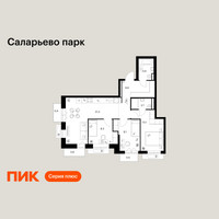 Планировка трехкомнатной(квартира) площадью 68.9 квадратных метров в “ЖК Саларьево парк”