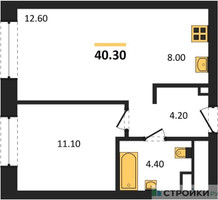 Планировка однокомнатной(квартира) площадью 40.3 квадратных метров в “Жилые кварталы Белый Град”