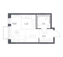 Планировка студии(квартира) площадью 22.21 квадратных метров в “ЖК Томилино Парк”