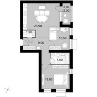 Планировка трехкомнатной(квартира) площадью 68.8 квадратных метров в “Апрелевка Клаб”