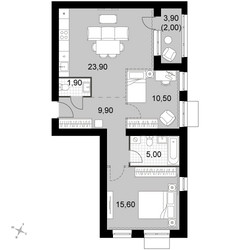 Планировка трехкомнатной(квартира) площадью 68.8 квадратных метров в ЖК “Апрелевка Клаб”