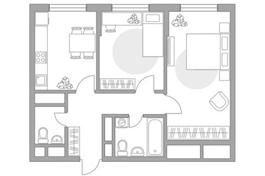Планировка двухкомнатной(квартира) площадью 51.21 квадратных метров в ЖК “ЖК Новая Алексеевская роща”