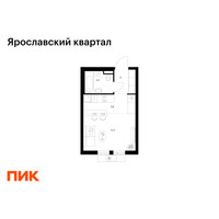 Планировка студии(квартира) площадью 23.7 квадратных метров в “Ярославский квартал”