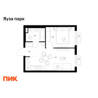 Планировка однокомнатной(квартира) площадью 32.2 квадратных метров в “ЖК Яуза Парк (Мытищи)”
