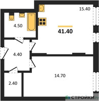 Планировка однокомнатной(квартира) площадью 41.4 квадратных метров в “ЖК Переделкино Ближнее”