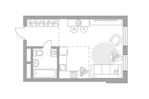 Планировка студии(квартира) площадью 28.9 квадратных метров в “ЖК Новая Алексеевская роща”