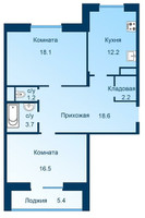 Планировка двухкомнатной(квартира) площадью 75.3 квадратных метров в “ЖК Эдельвейс (Первомайское)”