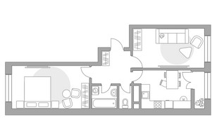 Планировка двухкомнатной(квартира) площадью 54.76 квадратных метров в “ЖК Пехра”