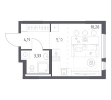 Планировка студии(квартира) площадью 22.82 квадратных метров в “ЖК Горки Парк”