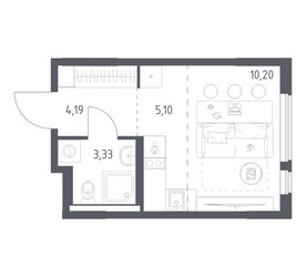 Планировка студии(квартира) площадью 22.82 квадратных метров в ЖК “ЖК Горки Парк”