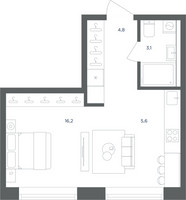 Планировка студии(квартира) площадью 29.7 квадратных метров в “ЖК Равновесие”