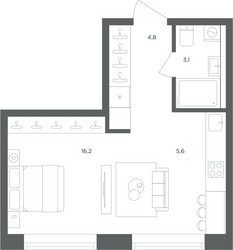 Планировка студии(квартира) площадью 29.7 квадратных метров в ЖК “ЖК Равновесие”