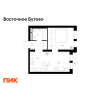 Планировка однокомнатной(квартира) площадью 36.2 квадратных метров в “ЖК Восточное Бутово”