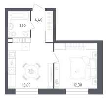 Планировка однокомнатной(квартира) площадью 33.5 квадратных метров в “ЖК Ольховый Квартал”