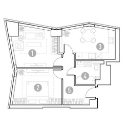 Планировка двухкомнатной(квартира) площадью 54.38 квадратных метров в ЖК “УНО Горбунова”