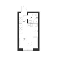 Планировка студии(квартира) площадью 20.7 квадратных метров в “ЖК Форевиль”