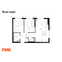 Планировка двухкомнатной(квартира) площадью 55.3 квадратных метров в “ЖК Яуза Парк (Мытищи)”