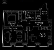Планировка двухкомнатной(квартира) площадью 59.4 квадратных метров в “ЖК СЕЗАР БУДУЩЕЕ”
