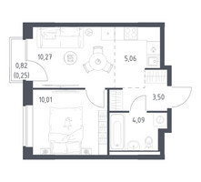 Планировка однокомнатной(квартира) площадью 33.18 квадратных метров в “ЖК Новое Видное”