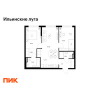 Планировка двухкомнатной(квартира) площадью 57.12 квадратных метров в “ЖК Ильинские луга”