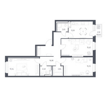 Планировка трехкомнатной(квартира) площадью 82.66 квадратных метров в “ЖК Большое Путилково”