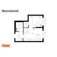 Планировка однокомнатной(квартира) площадью 31.2 квадратных метров в “ЖК Ярославский”