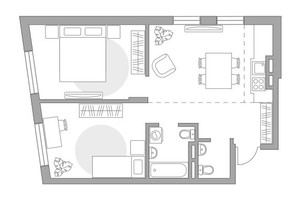 Планировка трехкомнатной(квартира) площадью 56.81 квадратных метров в “ЖК Аникеевский”