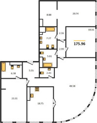 Планировка 4+ комнатной(квартира) площадью 175.96 квадратных метров в “ЖК Sky View (Скай Вью)”