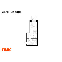 Планировка студии(квартира) площадью 28.9 квадратных метров в “ЖК Зеленый парк”