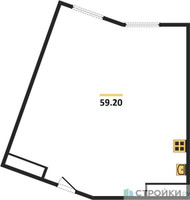 Планировка студии(квартира) площадью 59.2 квадратных метров в “ЖК Лайм”