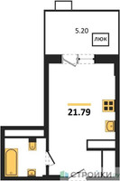 Планировка студии(квартира) площадью 21.79 квадратных метров в “ЖК Радость (Радумля Парк)”