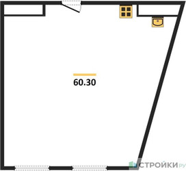 Планировка однокомнатной(квартира) площадью 60.3 квадратных метров в ЖК “ЖК Лайм”
