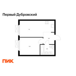 Планировка однокомнатной(квартира) площадью 35.1 квадратных метров в ЖК “ЖК Первый Дубровский”
