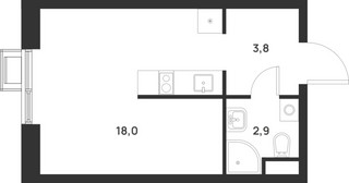 Планировка студии(квартира) площадью 24.7 квадратных метров в “ЖК Форевиль”