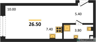 Планировка студии(квартира) площадью 26.5 квадратных метров в “ЖК Moments (Моментс)”