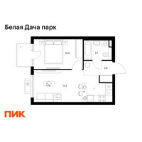 Планировка однокомнатной(квартира) площадью 36.3 квадратных метров в “ЖК Белая Дача парк”