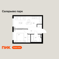 Планировка однокомнатной(квартира) площадью 35 квадратных метров в “ЖК Саларьево парк”