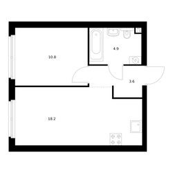 Планировка однокомнатной(квартира) площадью 37.6 квадратных метров в ЖК “ЖК Руставели 14”