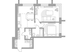 Планировка двухкомнатной(квартира) площадью 59.85 квадратных метров в “ЖК Дубровка от Гранель”