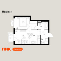 Планировка однокомнатной(квартира) площадью 36 квадратных метров в “Нарвин”