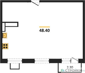 Планировка двухкомнатной(квартира) площадью 48.4 квадратных метров в “ЖК Легендарный квартал на Ботаническом саду”
