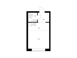 Планировка студии(квартира) площадью 25.2 квадратных метров в “ЖК Полар”
