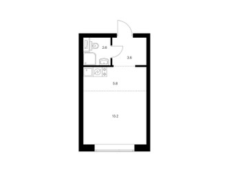 Планировка студии(квартира) площадью 25.2 квадратных метров в ЖК “ЖК Полар”