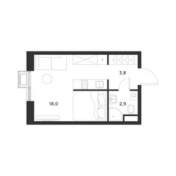 Планировка студии(квартира) площадью 24.7 квадратных метров в ЖК “ЖК Форевиль”