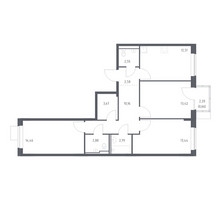 Планировка трехкомнатной(квартира) площадью 79.12 квадратных метров в “ЖК Молжаниново”