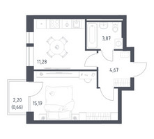 Планировка однокомнатной(квартира) площадью 35.67 квадратных метров в “ЖК Квартал Авиаторов”