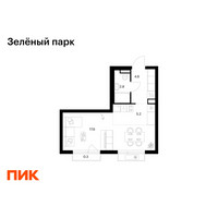 Планировка однокомнатной(квартира) площадью 30.5 квадратных метров в “ЖК Зеленый парк”